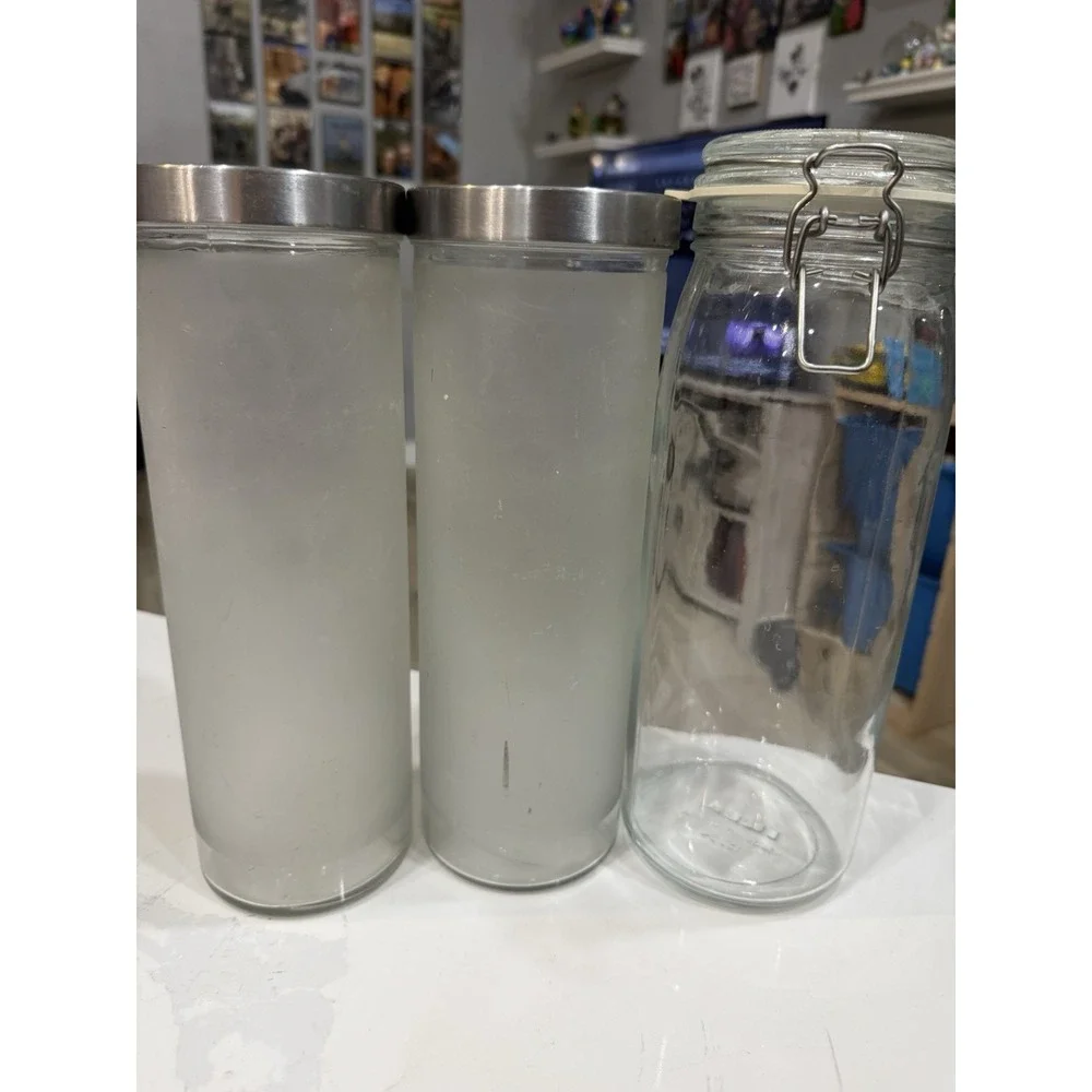 IKEA Frosted Glass Food Storage And IKEA Glass Storage Canister